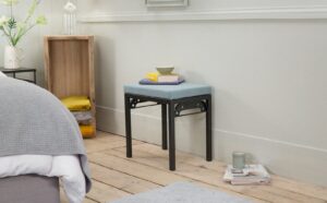 Old Mill Bench with Sea Green side view roomset