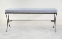 Willow Upholstered Bench Long Blue Side Cropped