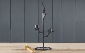 twin flame candlestick hand forged