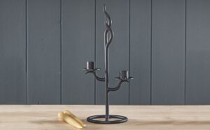 twin flame candlestick hand forged