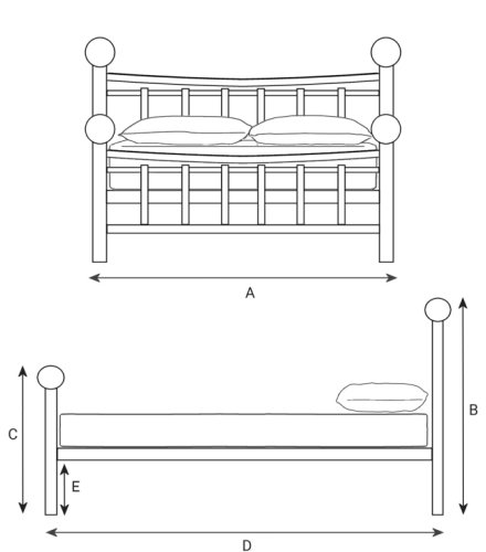 Line drawing bed dimensions