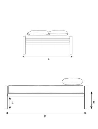 Line drawing bed dimensions
