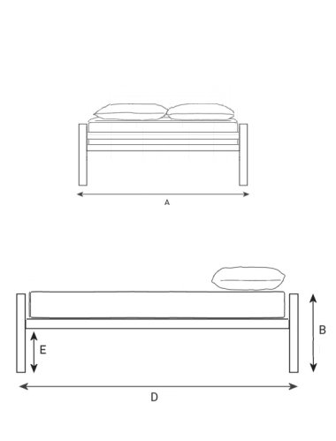 Line drawing bed dimensions