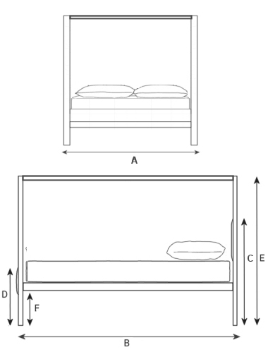 Line drawing bed dimensions