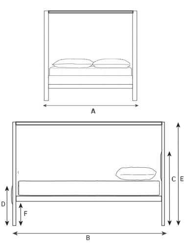 Line drawing bed dimensions