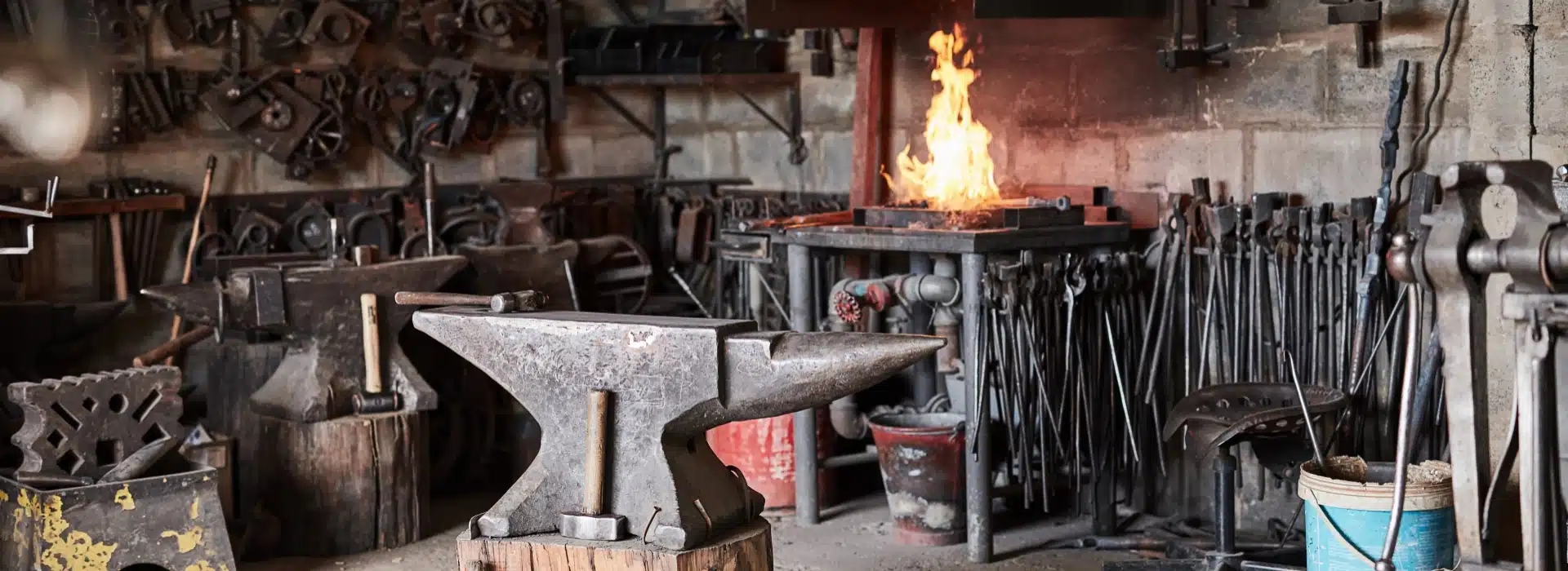 blacksmith forge and tools