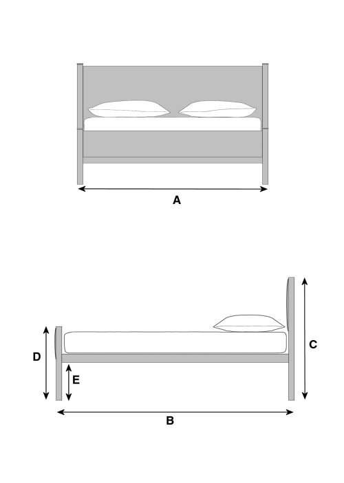 Line drawing bed dimensions