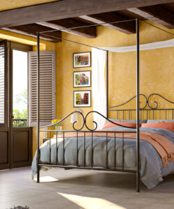 Artemis four poster iron bed in med style bedroom