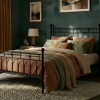Victorian Iron Bed - blue room