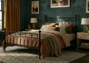 Victorian Iron Bed - blue room