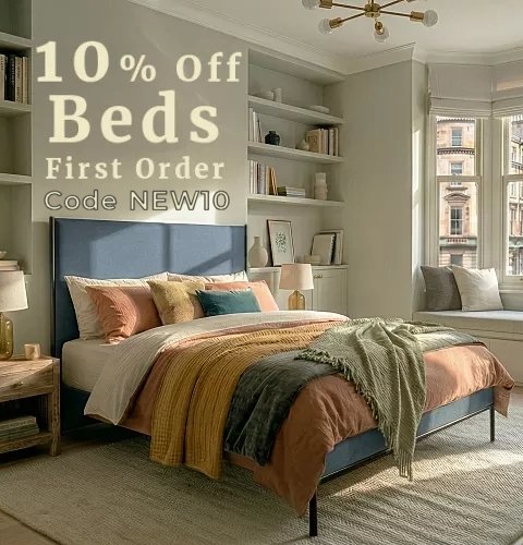 Coppelia Iron Bed with 10% off sign