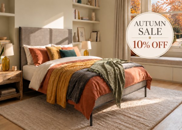 Coppelia Iron Bed with 10% off sign